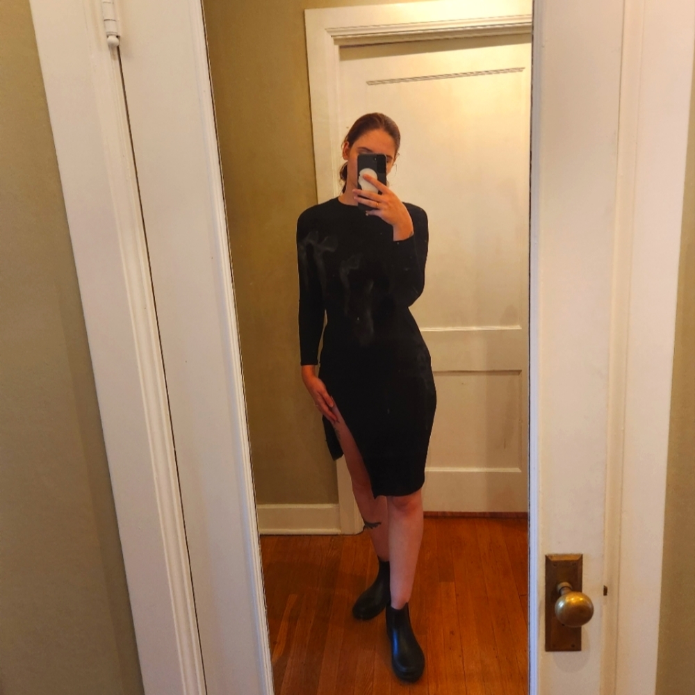 Black Fitted Midi Dress